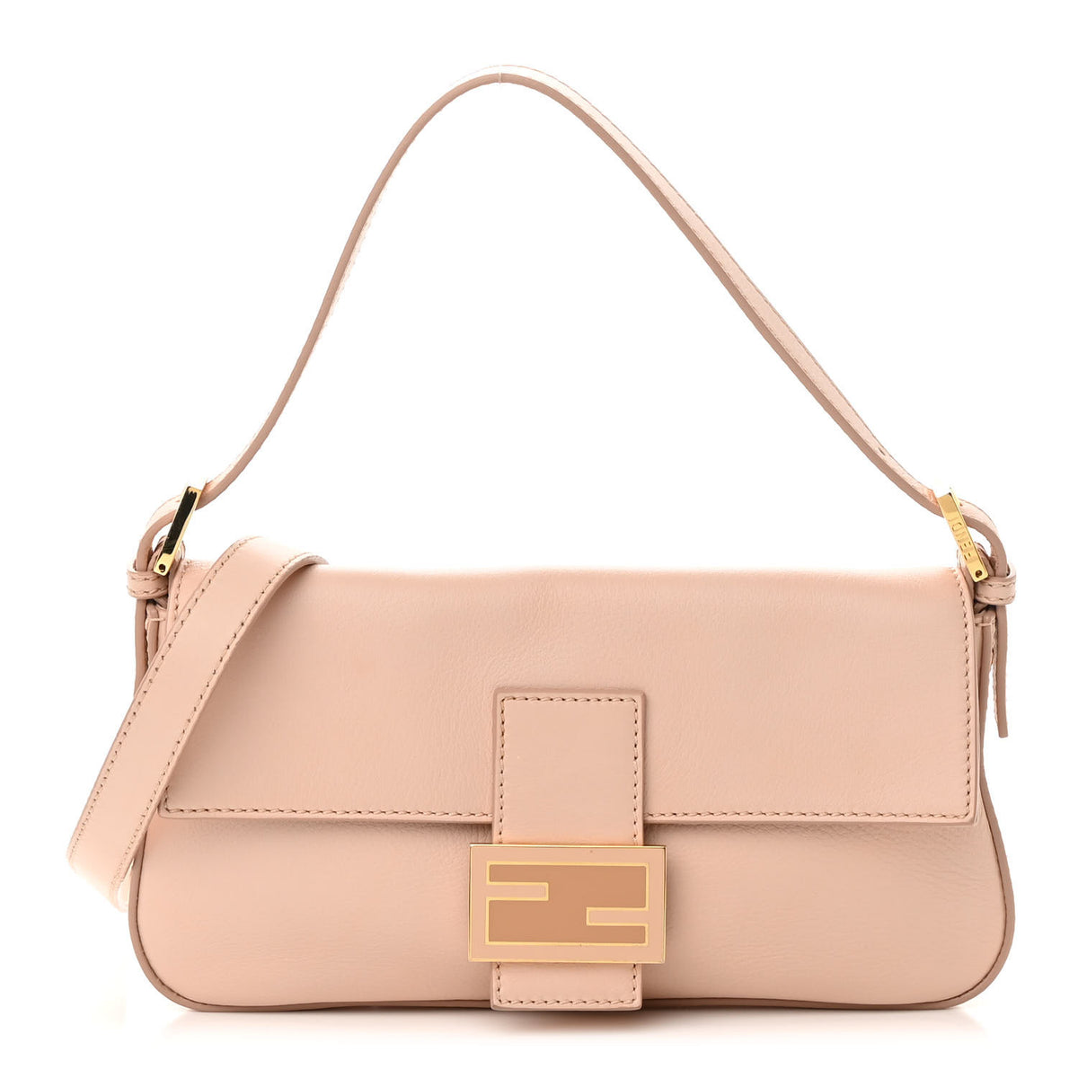 Fendi Vitello Enamel Interchangeable Strap Baguette Rosa Plaster 1 of 16