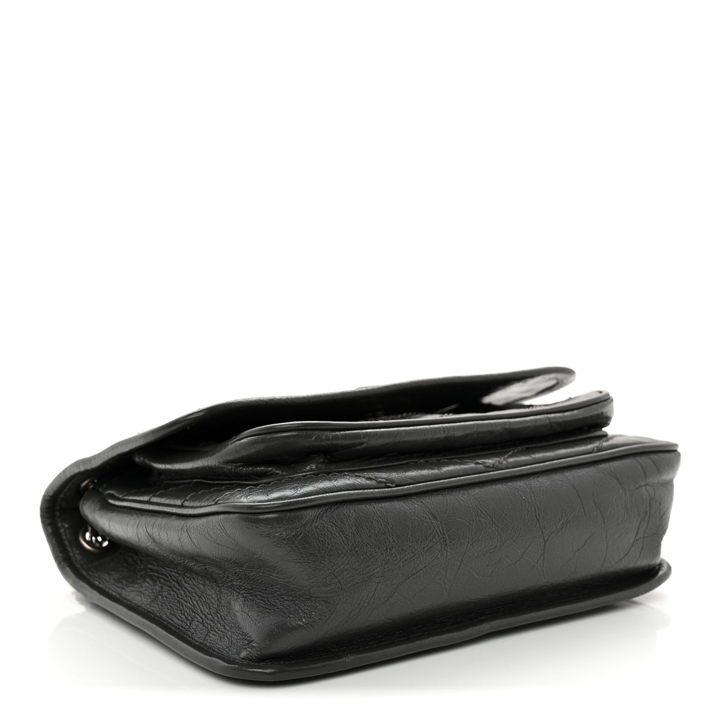 Crinkled Calfskin Matelasse Monogram Baby Niki Chain Satchel Storm
