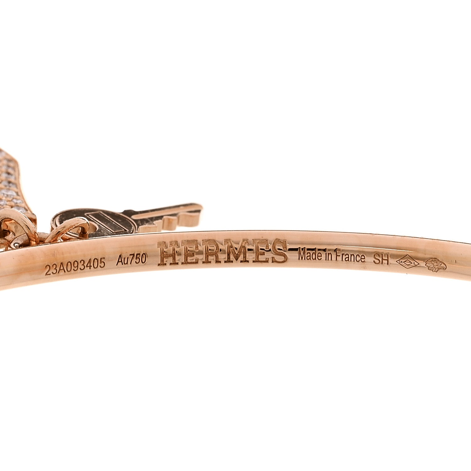 希少！HERMES エルメス コロゾ カフス ピンクゴールド Hermes 18K Rose Gold Diamond Kelly Clochette Cuff Bracelet SH