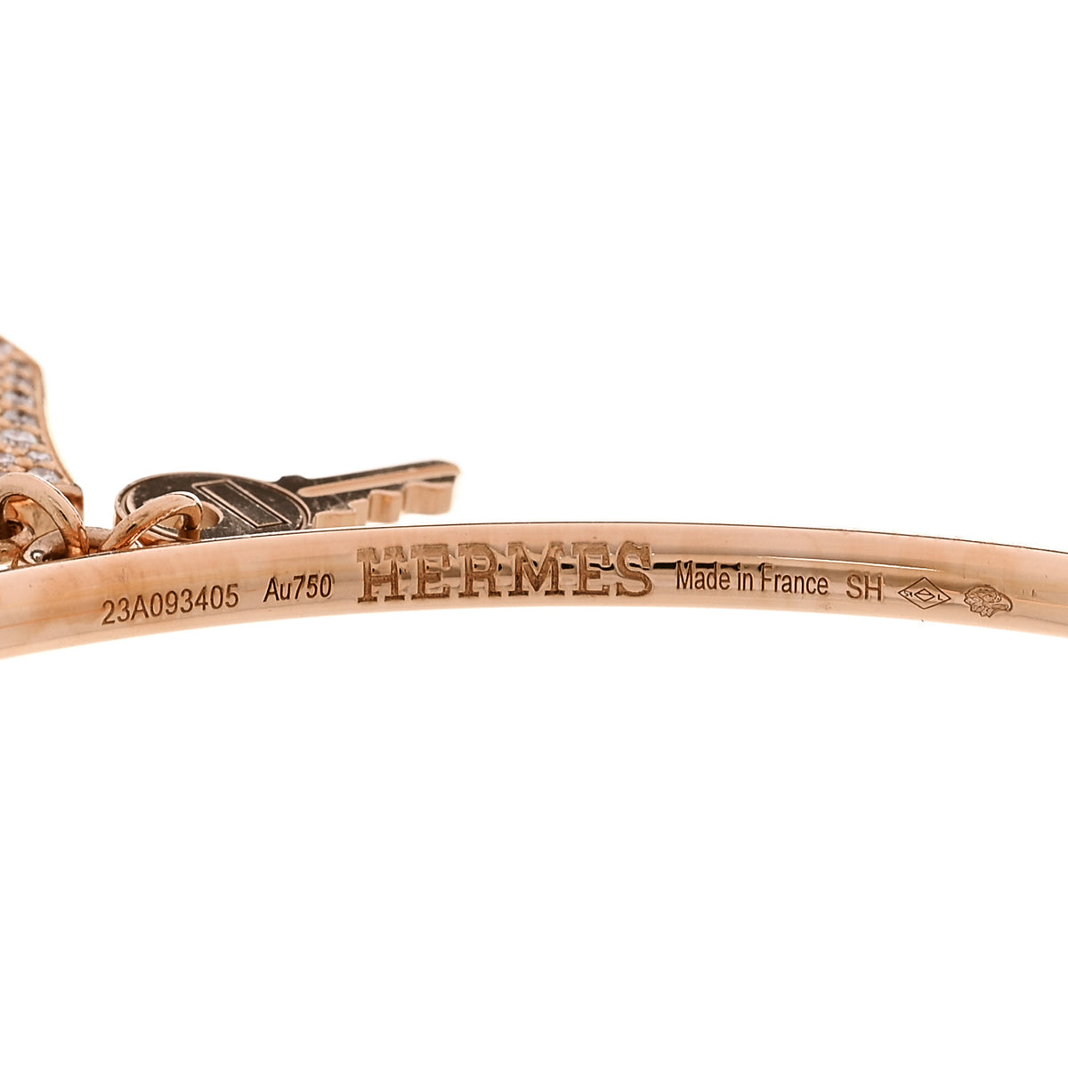 18K Rose Gold Diamond Kelly Clochette Cuff Bracelet SH