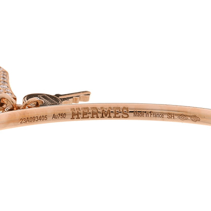 Hermes 18K Rose Gold Diamond Kelly Clochette Cuff Bracelet SH 3 of 4