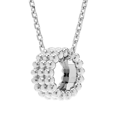 Van Cleef & Arpels 18K White Gold Perlee 3-Row Pendant Necklace 4 of 6