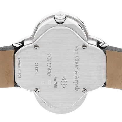 Van Cleef & Arpels 18K White Gold Satin Diamond Bezel Mother of Pearl 30mm Alhambra Quartz Watch 4 of 5