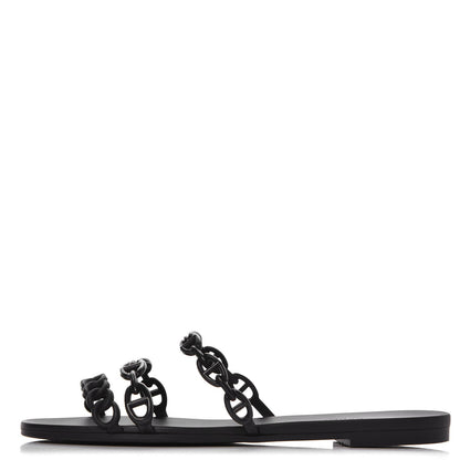 Hermes Rubber Chaine d'Ancre Rivage Sandals 39 Black 1 of 8