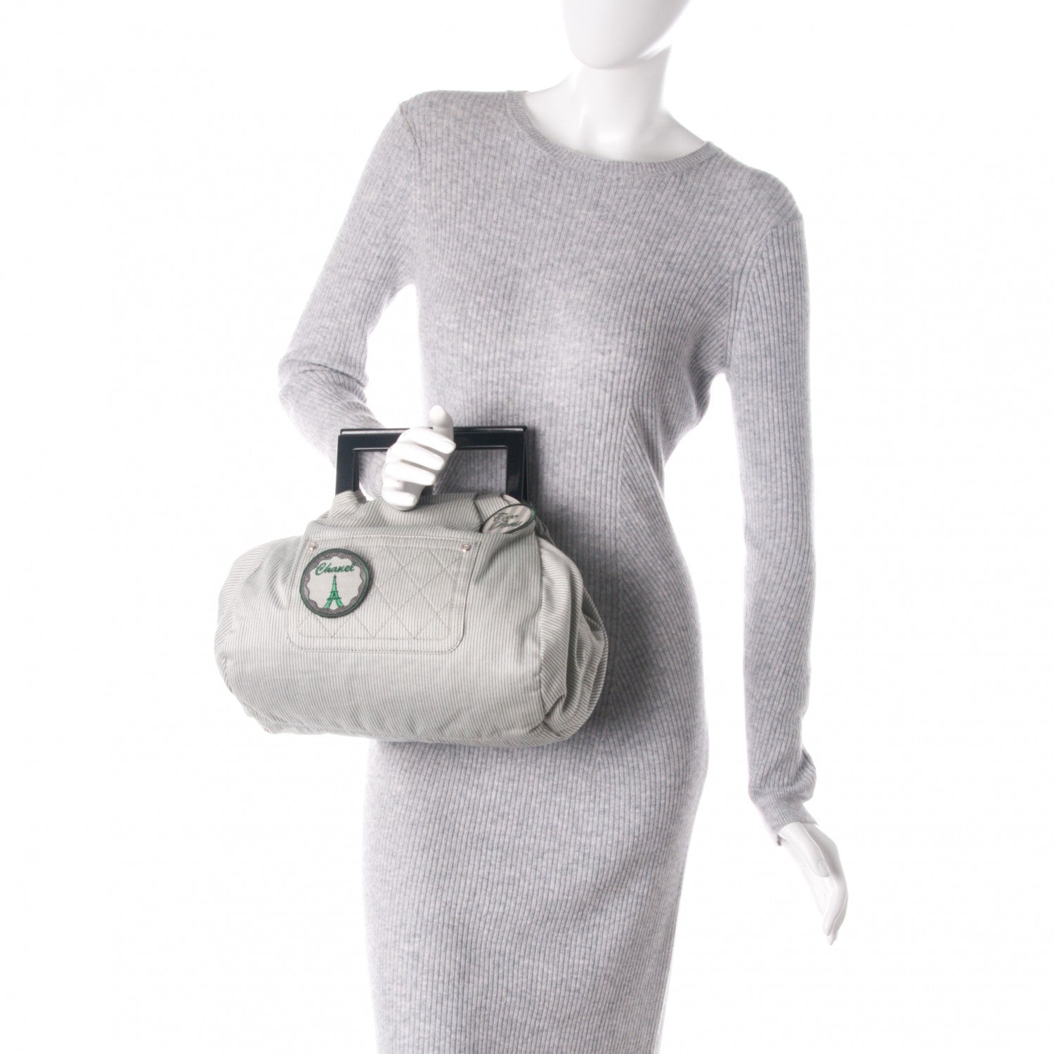 Chanel Toile Striped Coco Paris Tote Navy 2 of 7