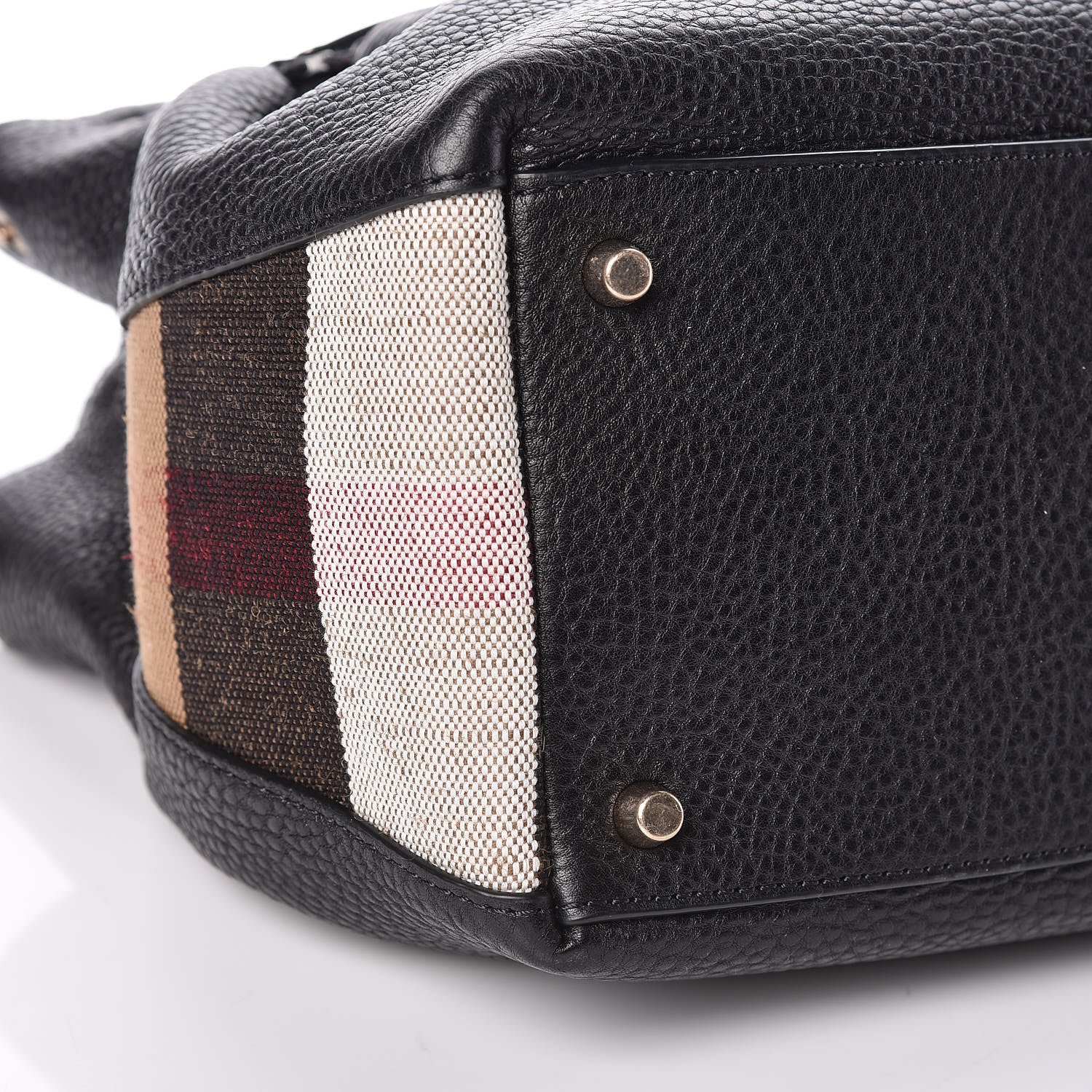 Burberry Grainy Calfskin House Check Small Maidstone Black 9 of 10