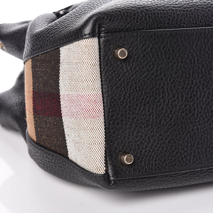 Burberry Grainy Calfskin House Check Small Maidstone Black 9 of 10
