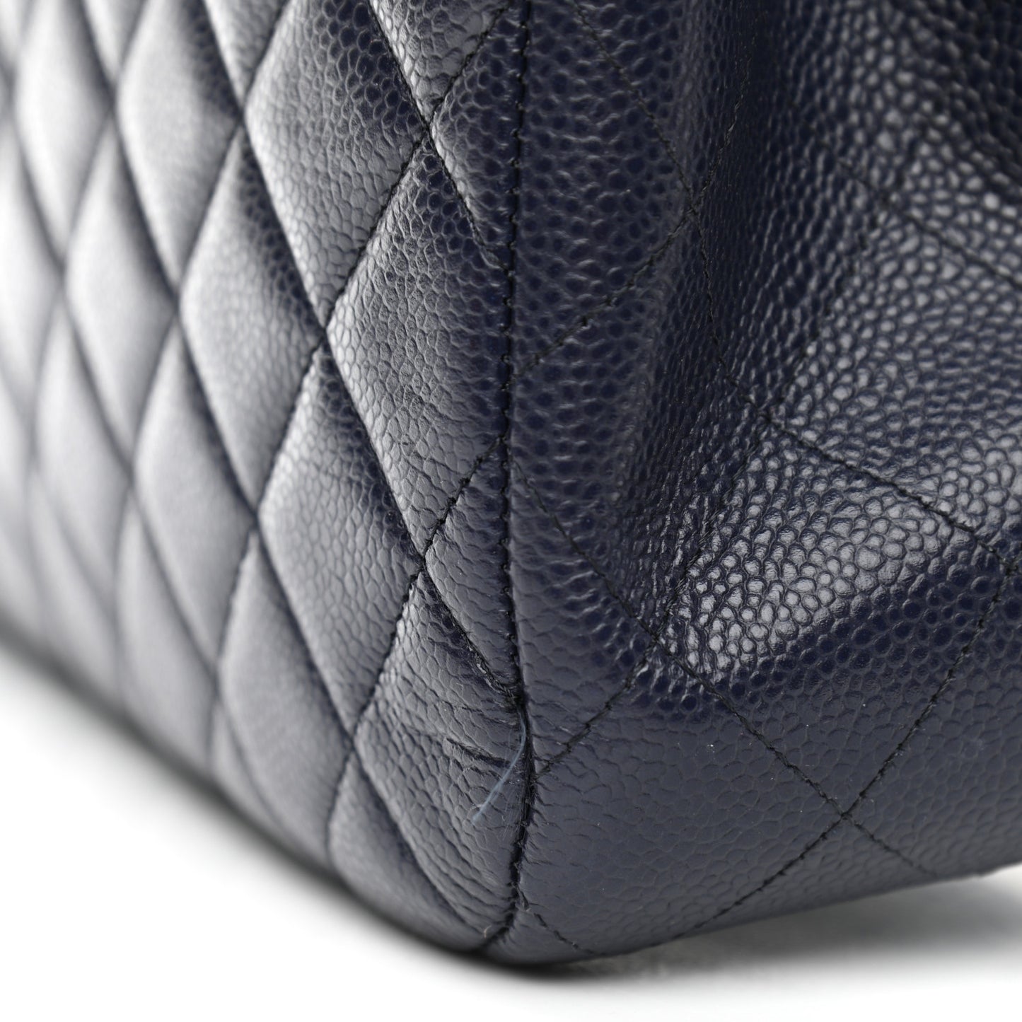 Caviar Quilted Large CC Shopping Tote Navy