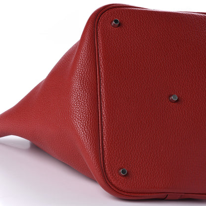 Hermes Taurillon Clemence Picotin Lock 26 GM Rouge Casaque 6 of 9