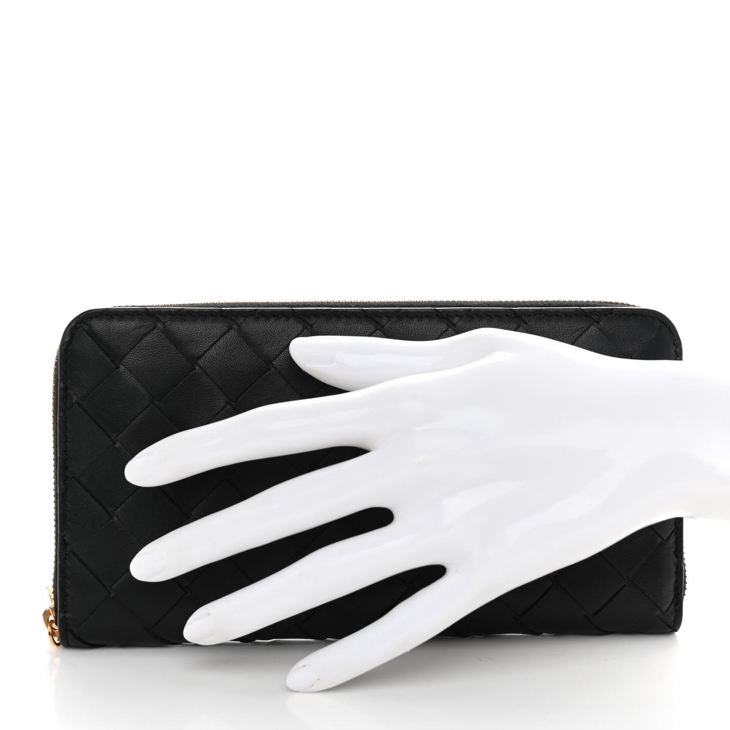 Nappa Intrecciato Zip Around Wallet Black