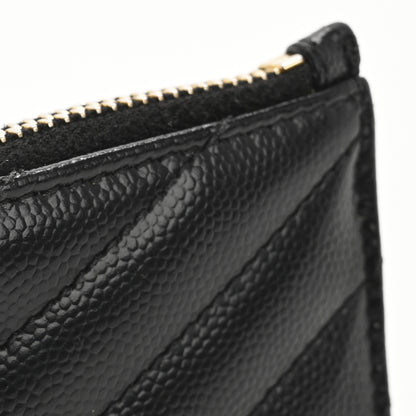 Saint Laurent Monogram Grain de Poudre 5 Fragments Zip Pouch Card Holder Black 14 of 16