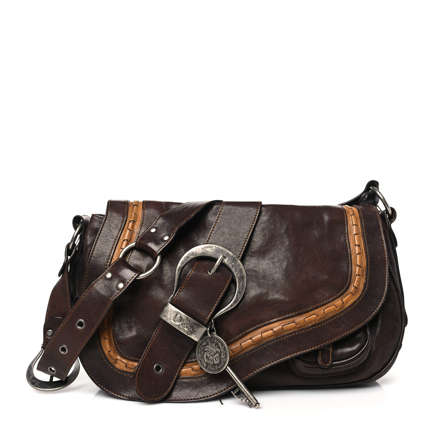 Calfskin Large Gaucho Double Saddle Bag Brown