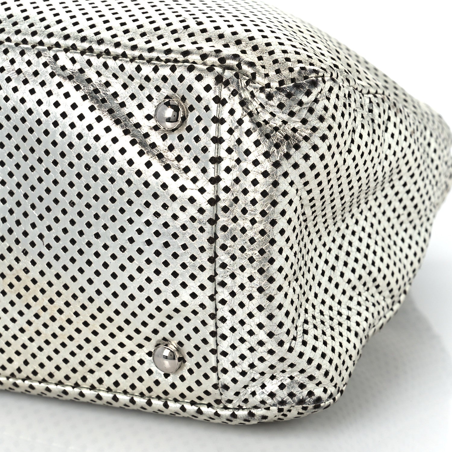 Chanel Metallic Glazed Calfskin Perforated Rodeo Drive Hobo Silver 9 of 9