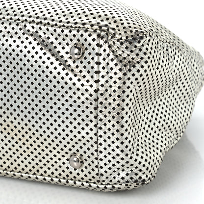 Chanel Metallic Glazed Calfskin Perforated Rodeo Drive Hobo Silver 9 of 9