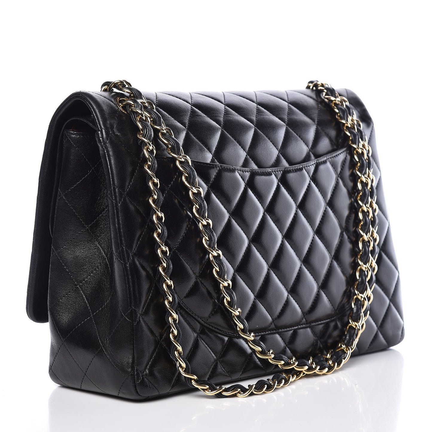 Lambskin Quilted Maxi Double Flap Black