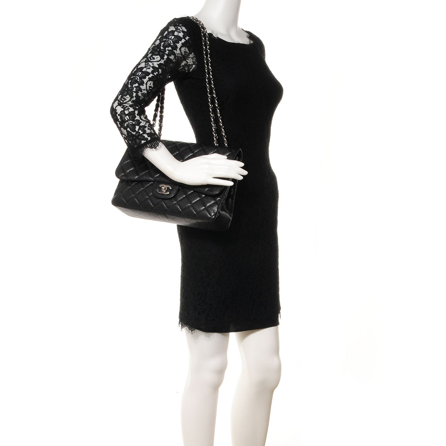 Caviar Jumbo Single Flap Black