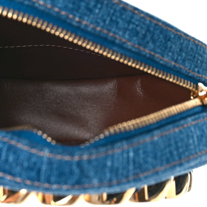 Versace Denim Mini La Medusa Chain Round Crossbody Bag Navy Blue 5 of 8