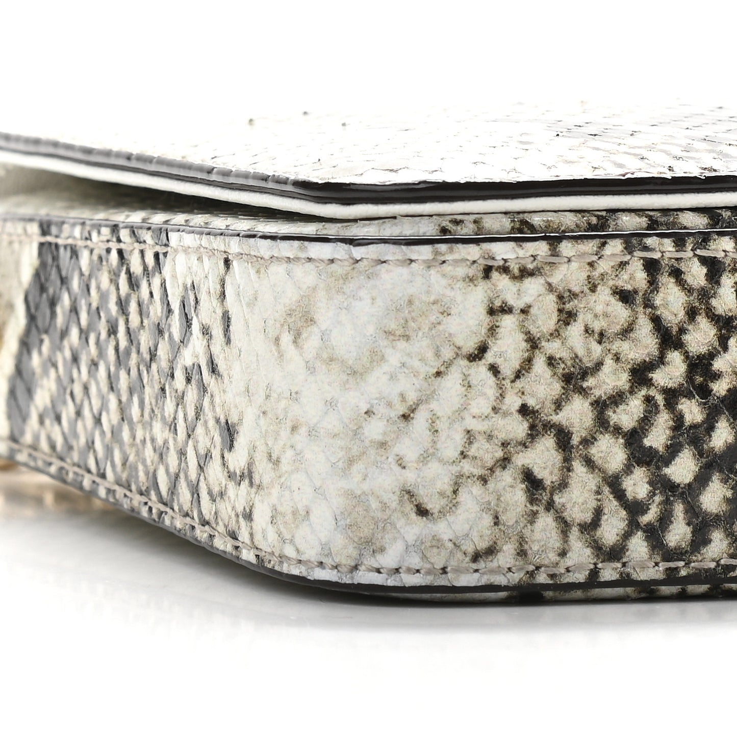 Elaphe Snakeskin Printed Wallet on Chain Light Stone
