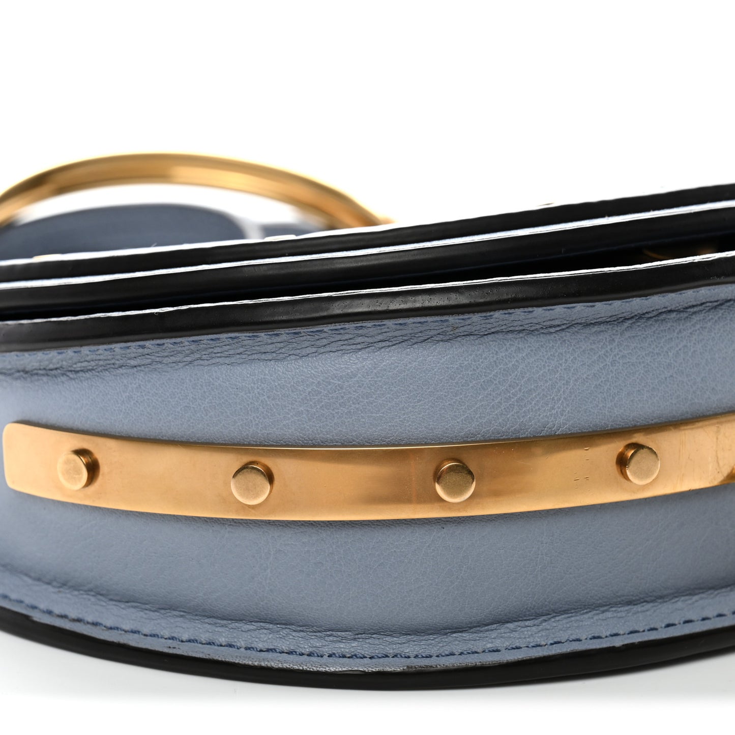 Calfskin Small Nile Bracelet Minaudiere Bag Washed Blue