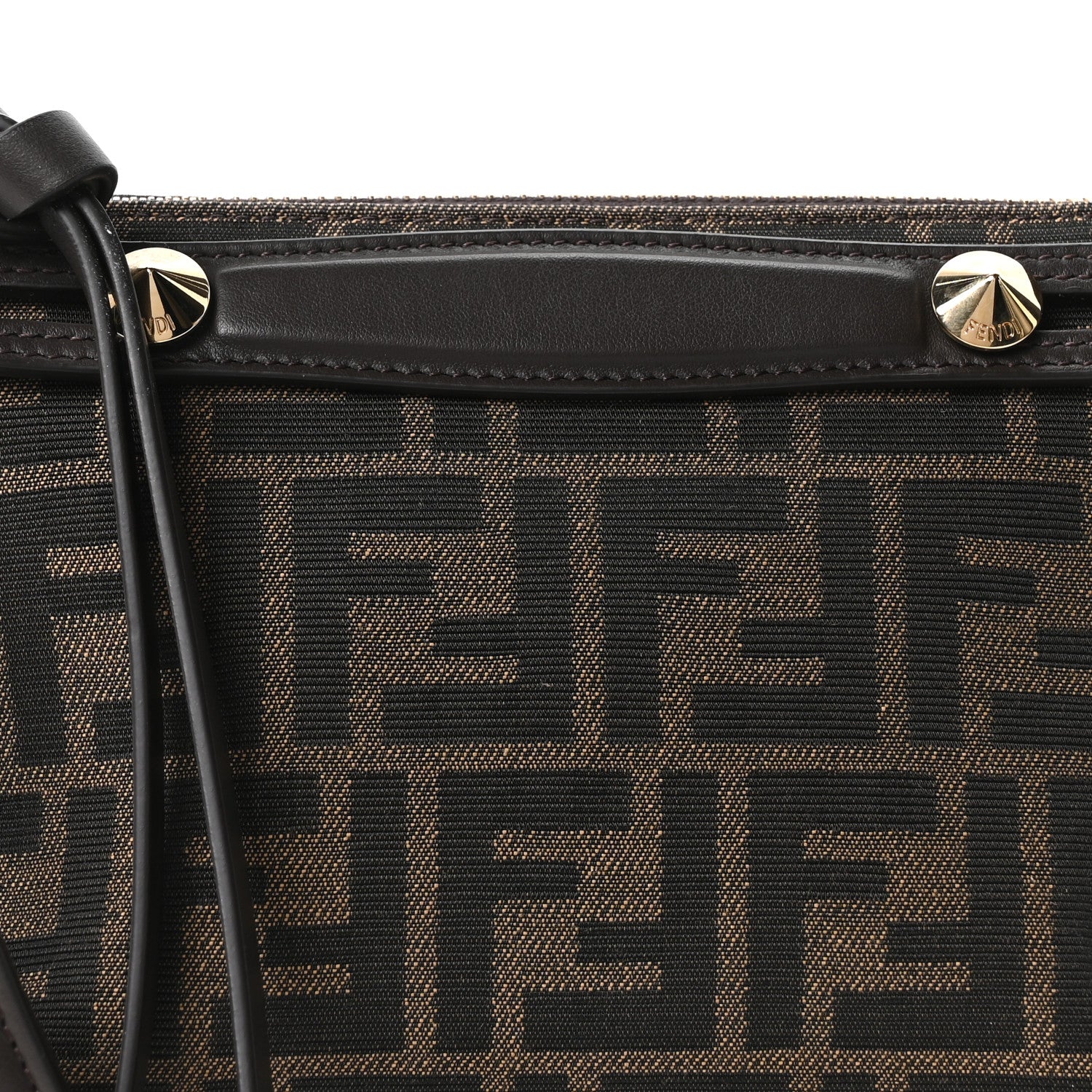 Fendi Vitello Grace Jacquard FF Mini By The Way Boston Bag Tobacco Moro Ebano 8 of 10