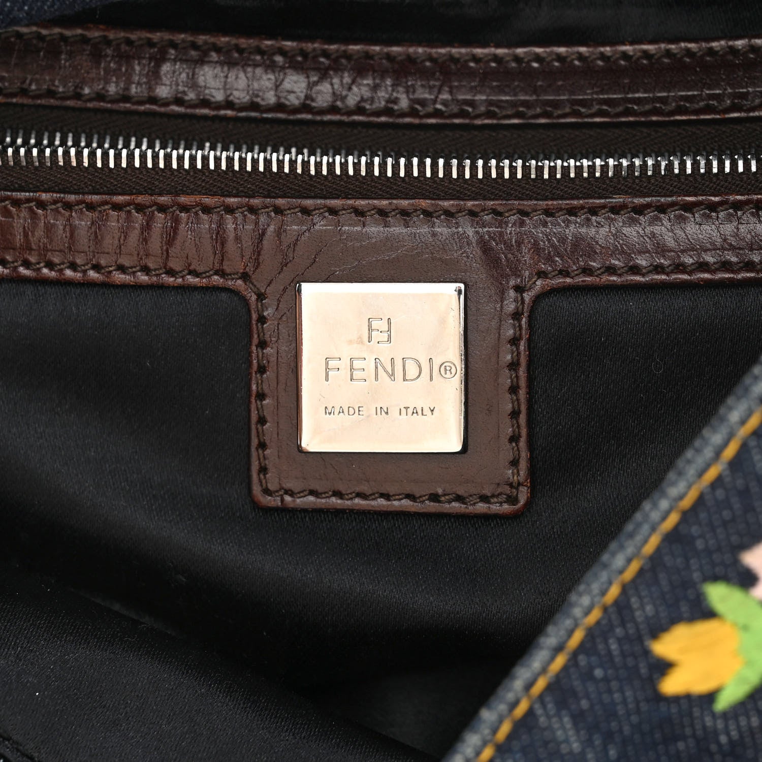 Fendi Denim Flower Embroidered Mama Baguette Blue 6 of 7