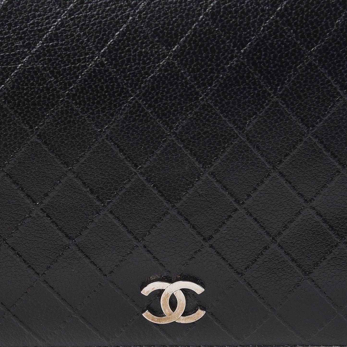 Calfskin Diamond Stitched Yen Wallet Dark Navy Blue