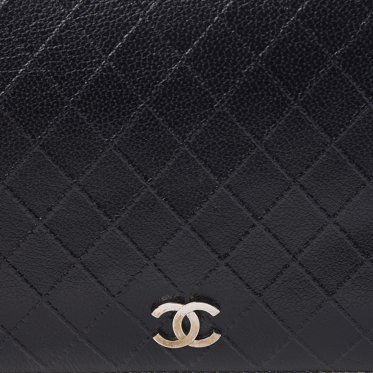 Chanel Calfskin Diamond Stitched Yen Wallet Dark Navy Blue 13 of 14