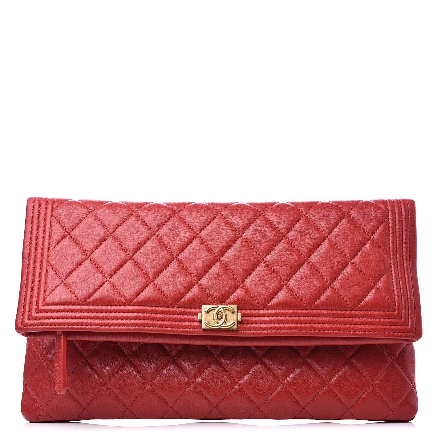 Lambskin Quilted Beauty CC Boy Clutch Red