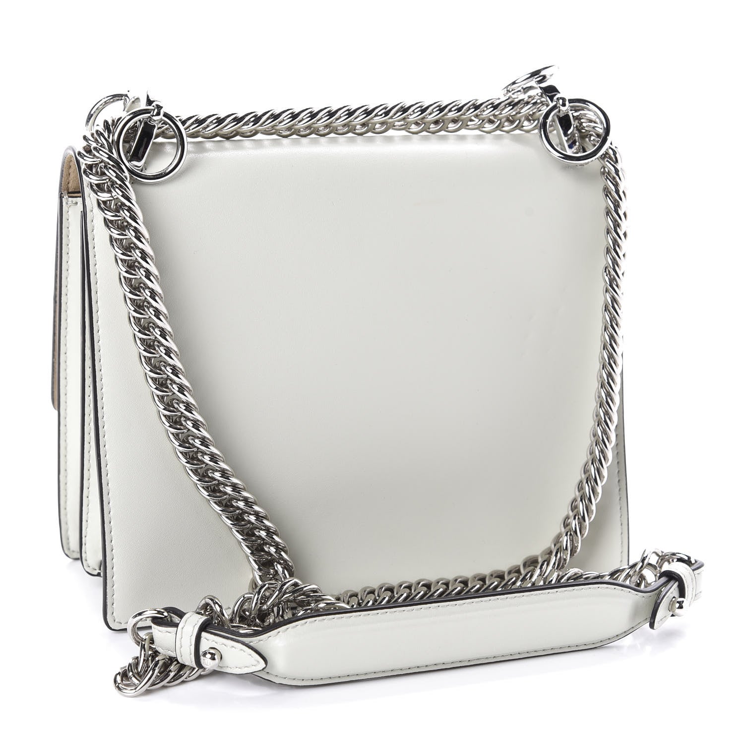 Fendi Vitello Liberty Studded Small Kan I Shoulder Bag Bianco 3 of 10