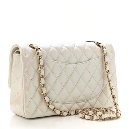 Chanel Iridescent Calfskin Quilted Medium Double Flap White 3 of 11