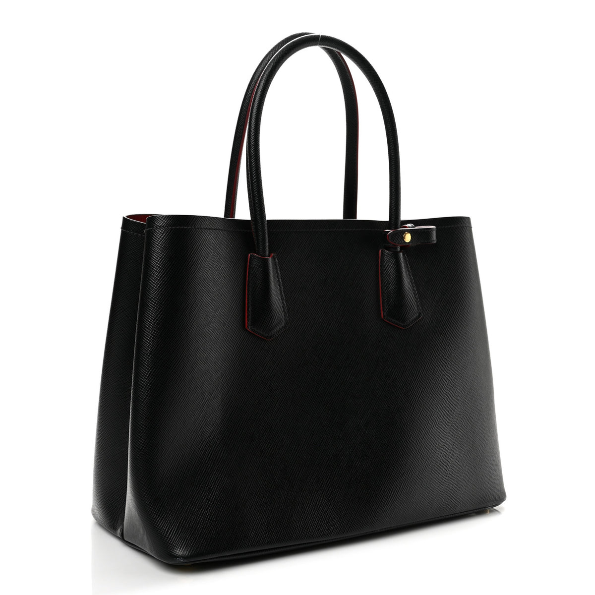 Prada Saffiano Cuir Large Double Bag Black Fuoco 3 of 14