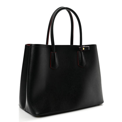 Prada Saffiano Cuir Large Double Bag Black Fuoco 3 of 14