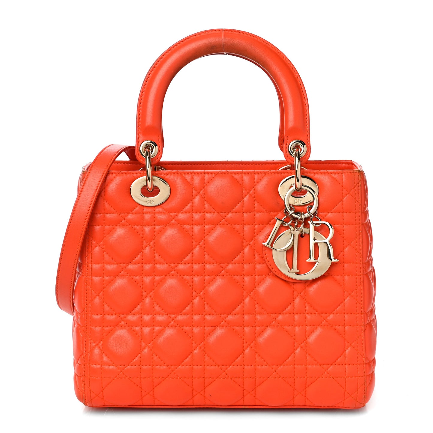 Lambskin Cannage Medium Lady Dior Orange