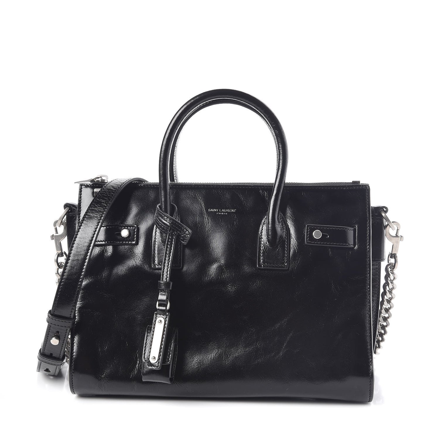 Glace Calfskin Baby Souple Sac De Jour Black