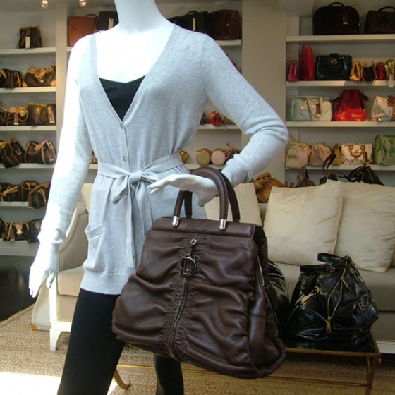Christian Dior Lambskin KARENINA Large Tote Brown 2 of 11