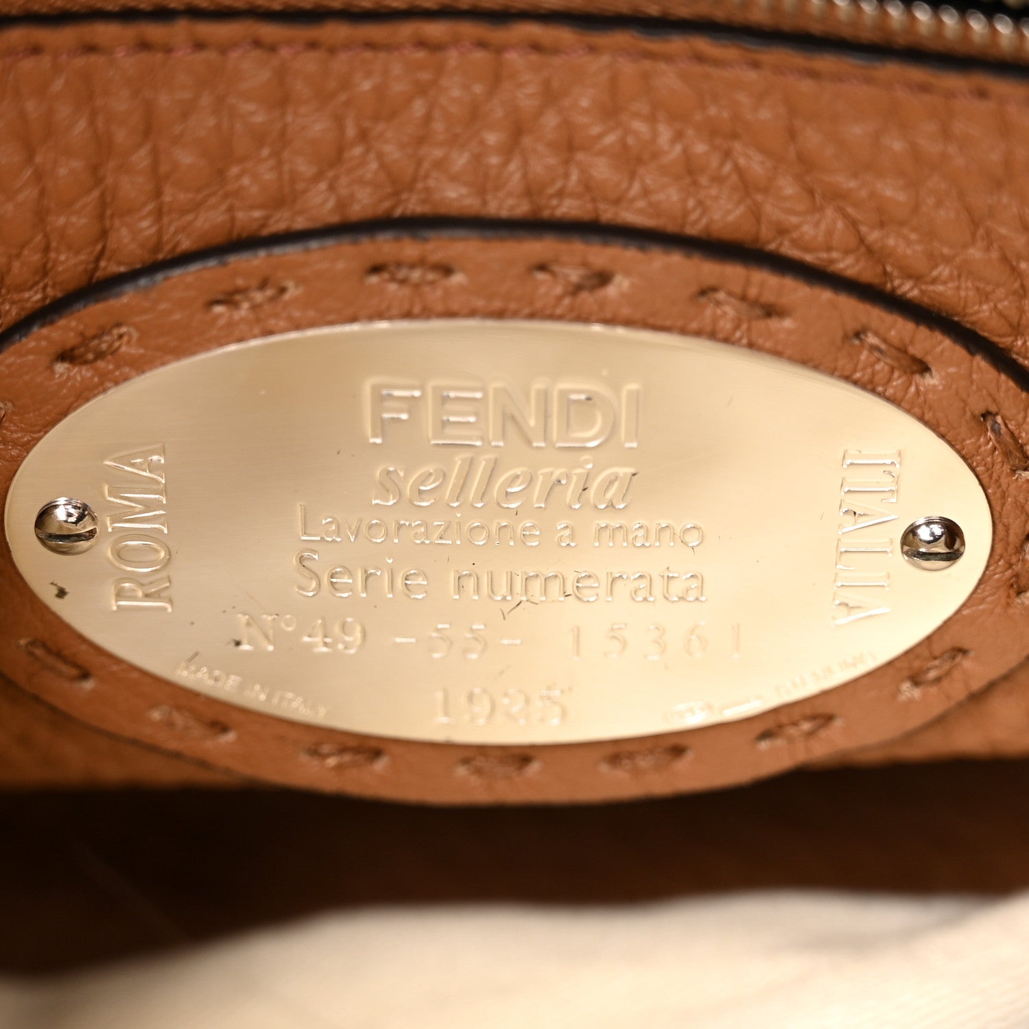 Fendi Cuoio Romano Selleria Bi-Color Mini Peekaboo Iconic Satchel Black Mou 7 of 17