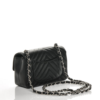 Chanel Caviar Chevron Quilted Mini Rectangular Flap Black 3 of 7