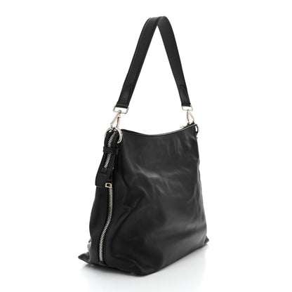 Prada Soft Calf Side Zip Hobo Black 3 of 10
