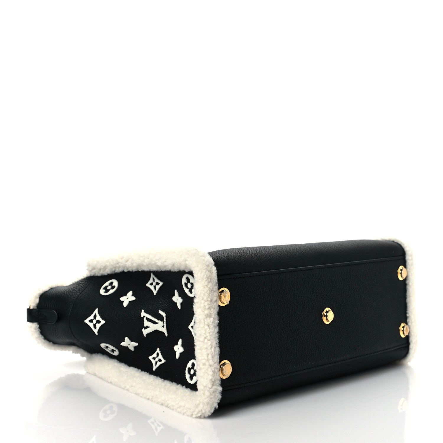 Louis Vuitton Grained Calfskin Shearling On My Side MM Black 3 of 8