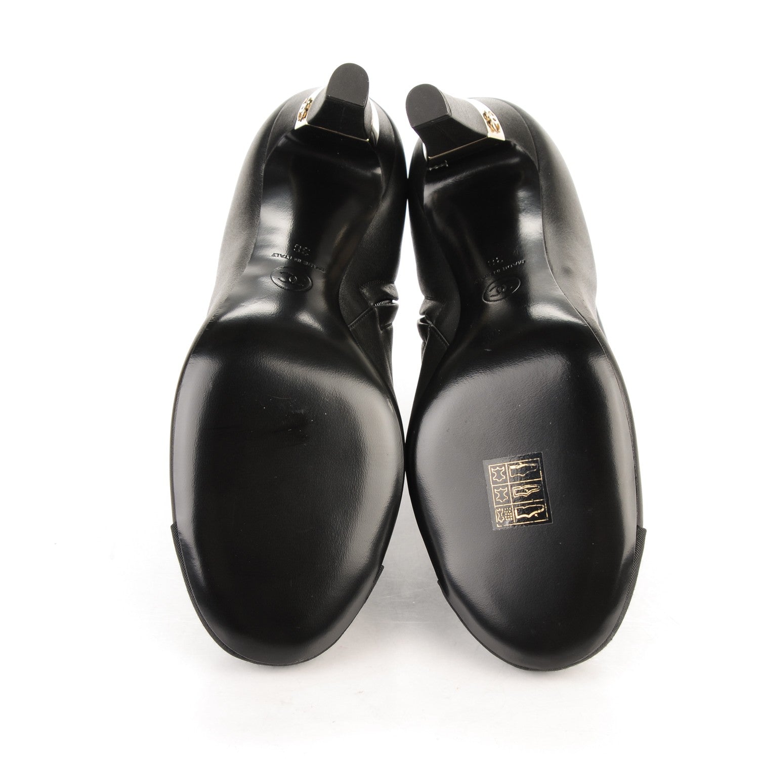 Chanel Metallic Lambskin Grosgrain CC Cap Toe Ankle Boots 38 Black 5 of 7