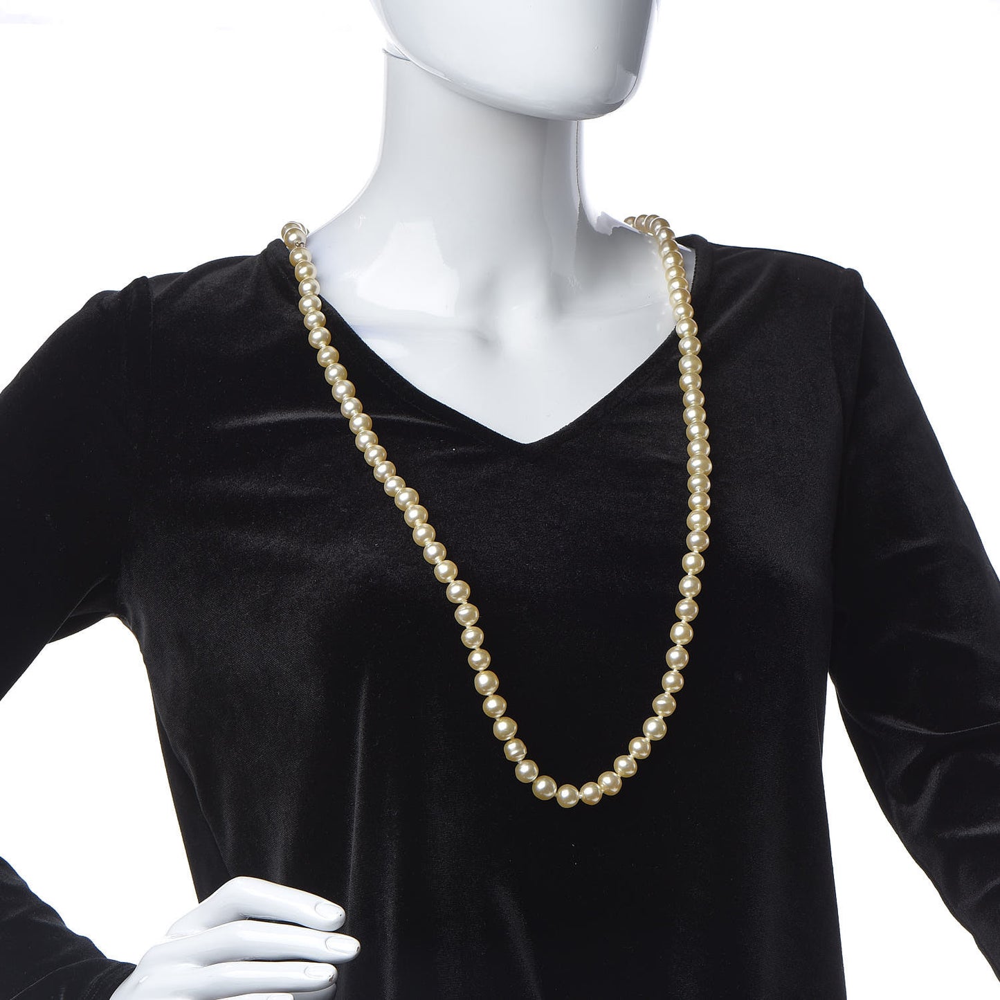 Pearl CC Long Necklace Gold