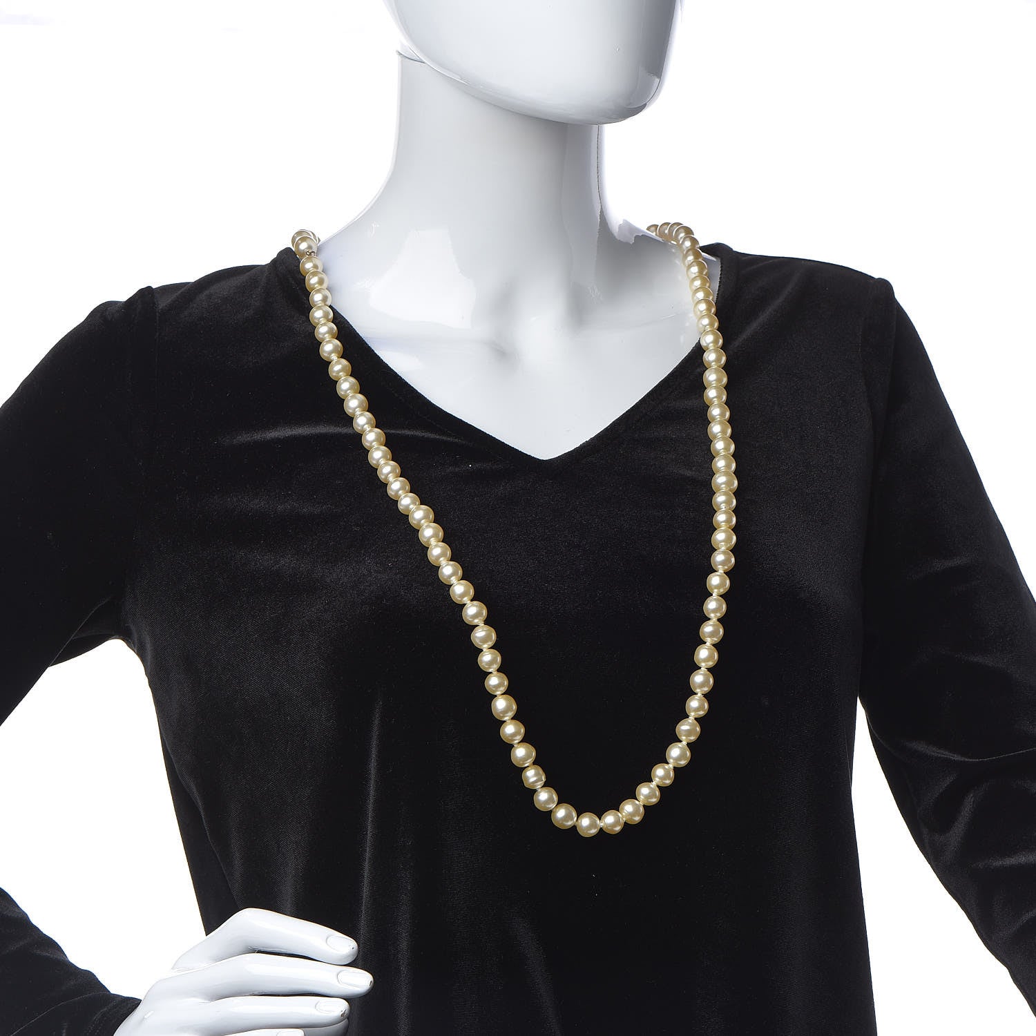 Chanel Pearl CC Long Necklace Gold 2 of 5