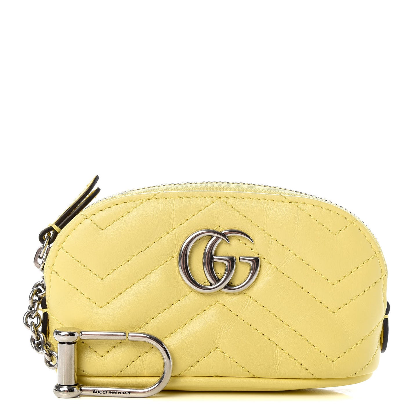 Calfskin Matelasse GG Marmont Key Pouch Banana
