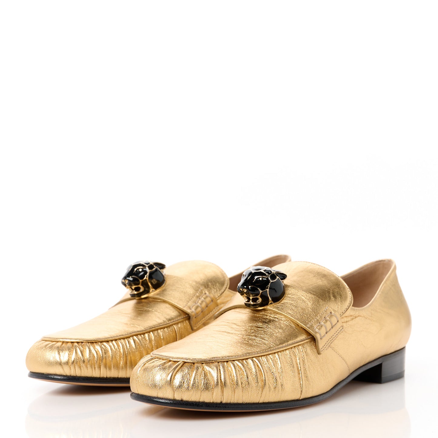Metallic Nappa Panther Loafers 39 Deep Gold