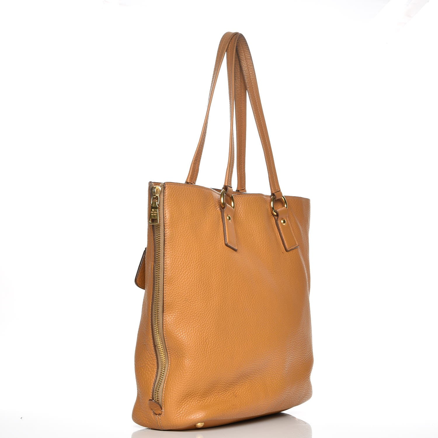 Prada Vitello Daino Side Zip Shopping Tote Caramel 3 of 14