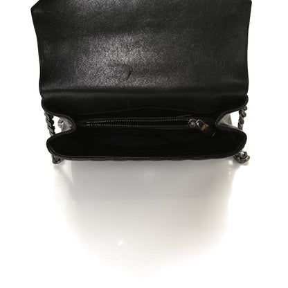 Saint Laurent Sheepskin Matelasse Chevron Monogram Medium College Bag Black 4 of 12