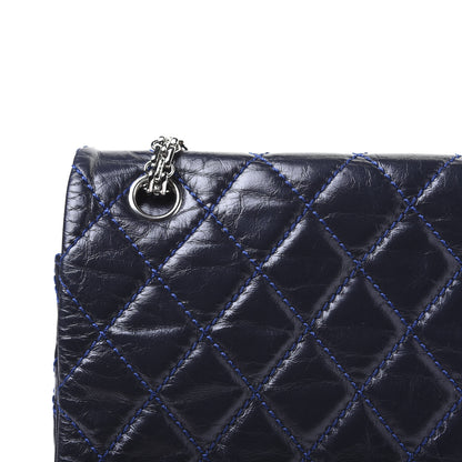 Chanel Glazed Calfskin Quilted Surpique 2.55 Reissue Flap Navy 17 of 18