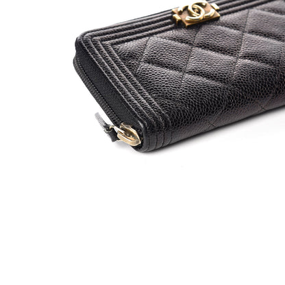Chanel Caviar Quilted Small Boy Zip Around Wallet Black 5 of 10