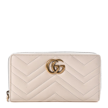 Gucci Calfskin Matelasse GG Marmont Zip Around Wallet White 1 of 7