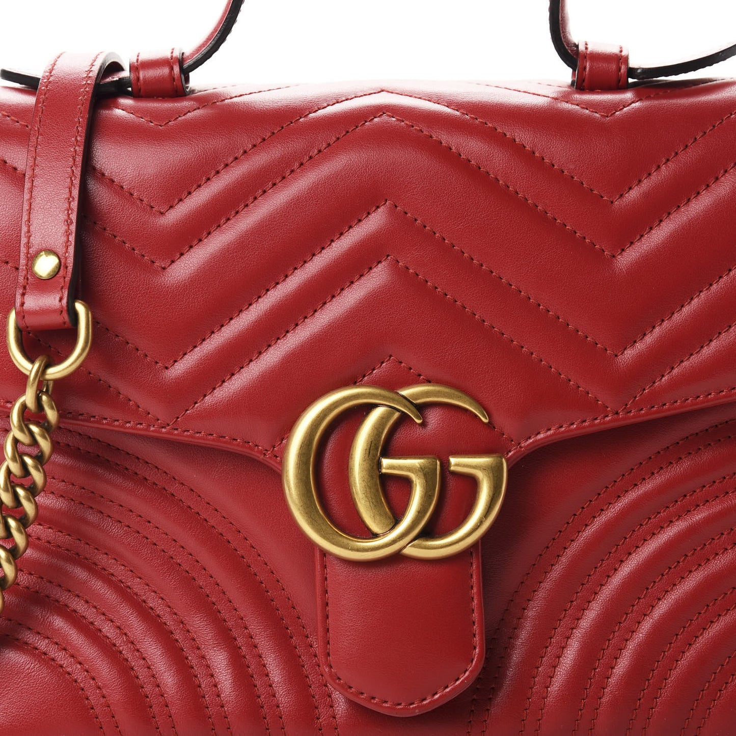 Calfskin Matelasse Small GG Marmont Top Handle Shoulder Bag Hibiscus Red